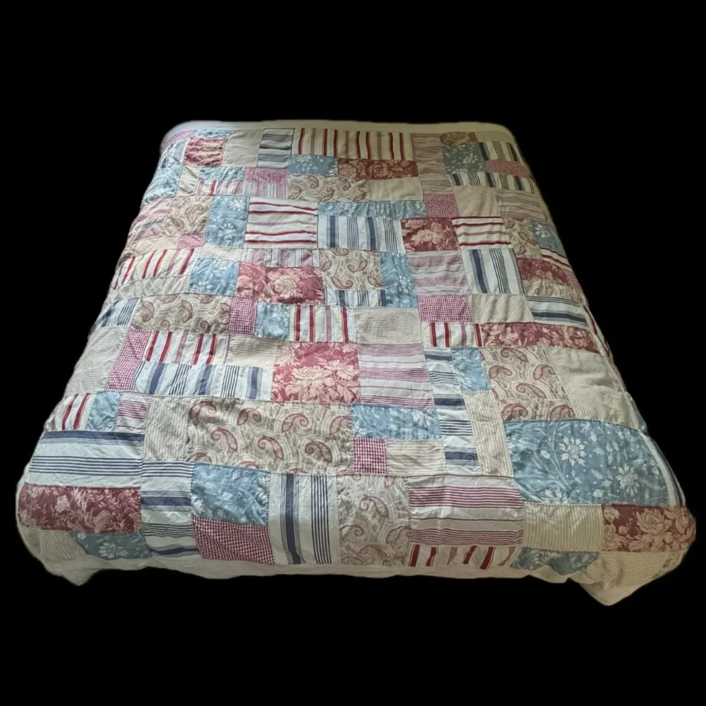 Eddie Bauer HOME DUVET LINEN COTTON VINTAGE Patchwork Comforter Cover KING 2508